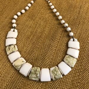 White Milk Glass Choker Necklace